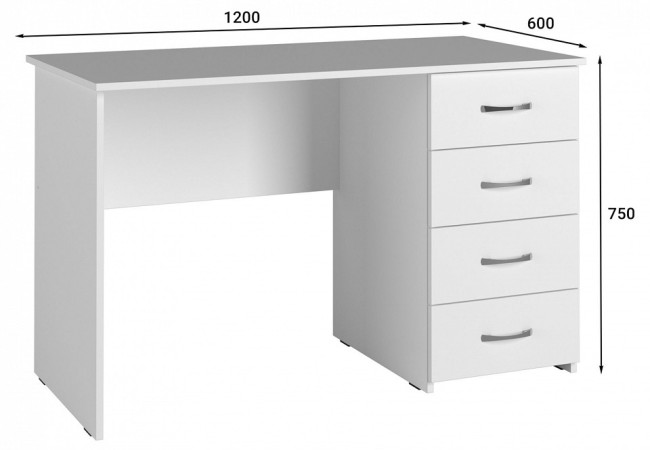 Стол письменный Эконом Стандарт С-111К (белый структурный белый структурный  1200x600x750)