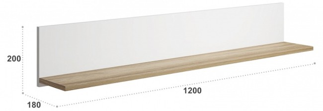 Полка навесная СкайЛайт СЛ-40 (белый, блэквуд ячменный   1200x180x200)