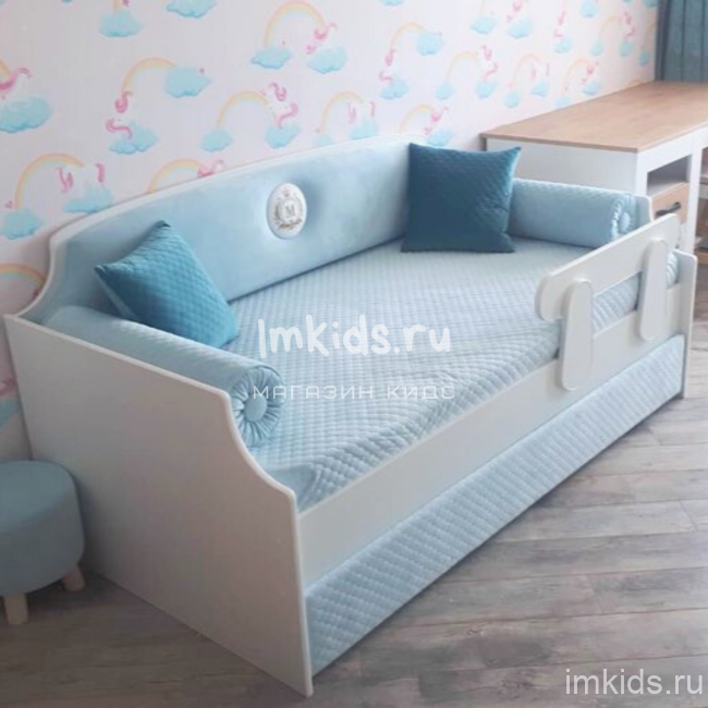 Детская кровать тахта "Медальон" Небесно-голубой