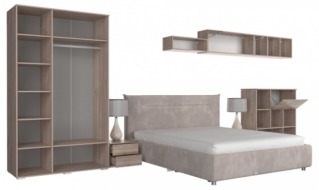 Гарнитур для спальни Лайк КС77 (дуб мария дуб мария, роуз нежно-розовый )