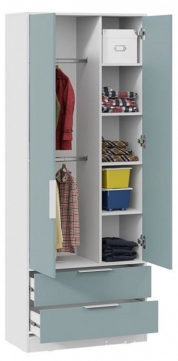 Шкаф платяной Марли (белый серо-голубой  840x407x2132)