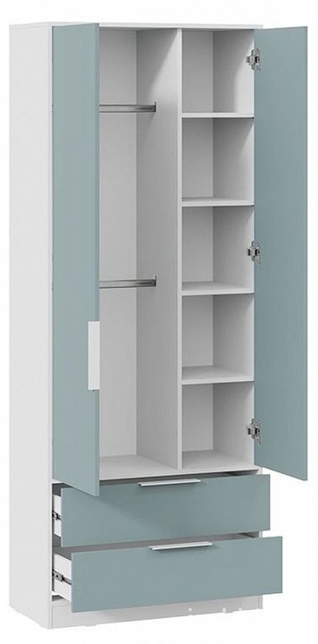 Шкаф платяной Марли (белый серо-голубой  840x407x2132)