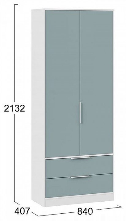 Шкаф платяной Марли (белый серо-голубой  840x407x2132)