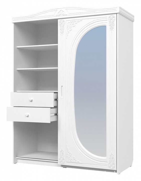 Шкаф-купе Ассоль АС-16 (белое дерево белое дерево, зеркальный  1632х696х2200)