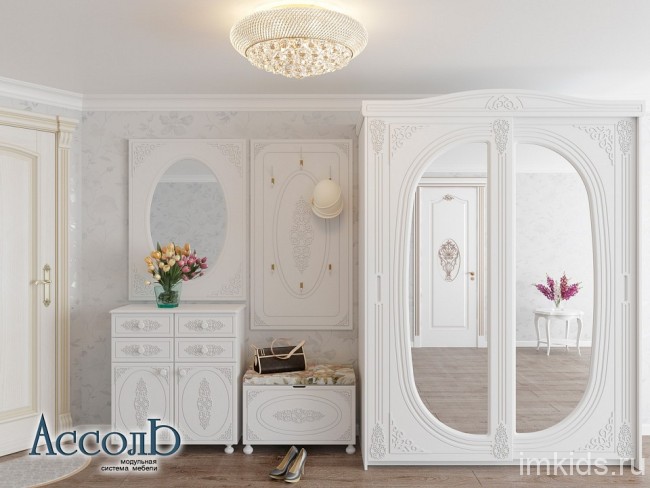 Шкаф-купе Ассоль АС-16 (белое дерево белое дерево, зеркальный  1632х696х2200)