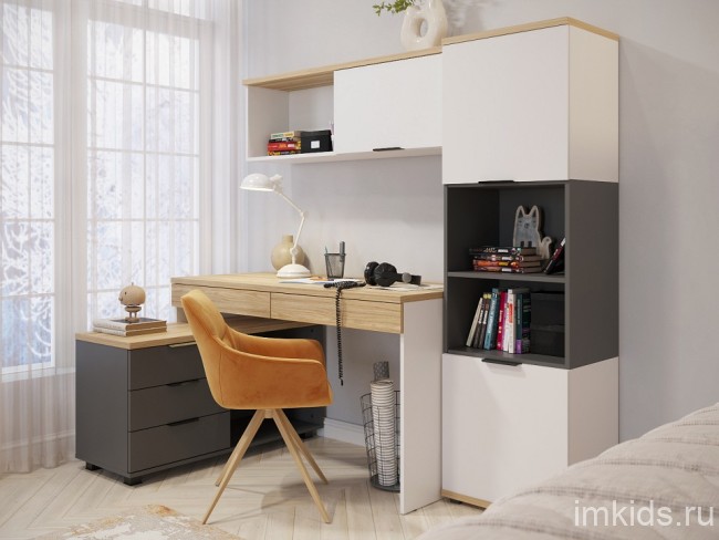 Полка комбинированная СкайЛайт СЛ-41К (белый, блэквуд ячменный меренга  1200x278x760)