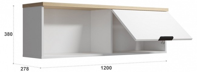 Полка комбинированная СкайЛайт СЛ-41К (белый, блэквуд ячменный меренга  1200x278x760)