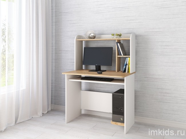 Стол компьютерный Грета-2, белый/дуб крафт