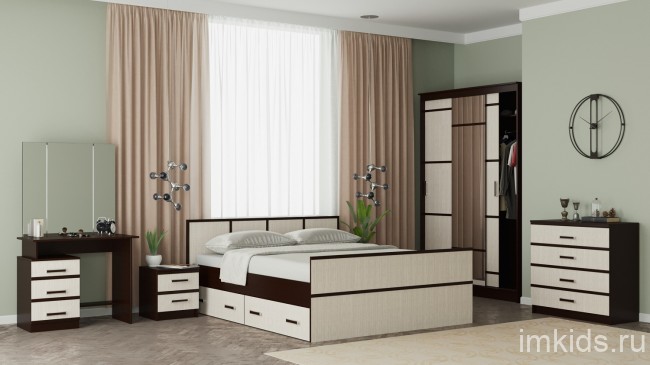 Тумба прикроватная с ящиками Сакура, венге/лоредо