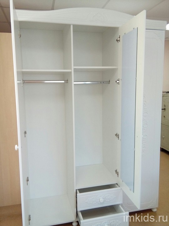 Шкаф платяной Ассоль АС-27 (белое дерево белое дерево  1528x566x2230)