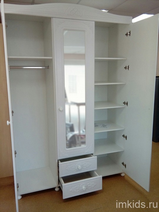 Шкаф платяной Ассоль АС-27 (белое дерево белое дерево  1528x566x2230)