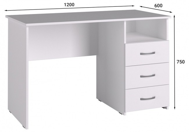 Стол письменный Эконом Стандарт С-112К (белый структурный белый структурный  1200x600x750)