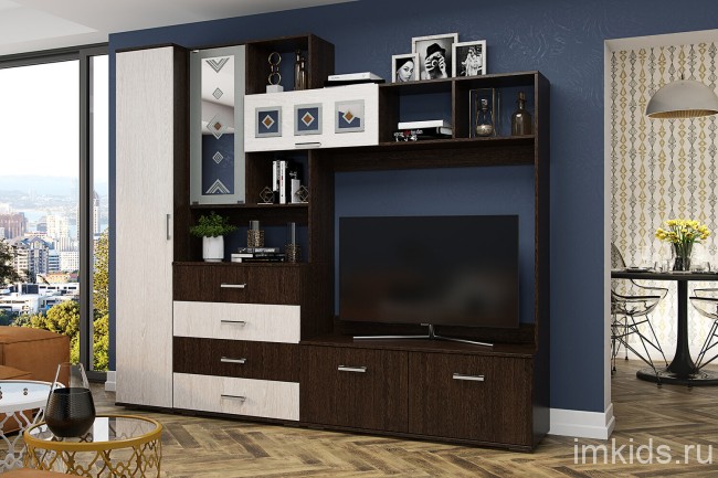 Гостиная Белла, венге/ясень белый. Комплект 3 Гостиная Белла, венге/ясень белый. Комплект 3