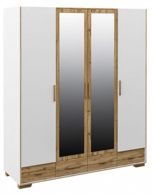 Шкаф платяной Сканди (белый, дуб вотан белый, дуб вотан, зеркальный  1890x610x2200)