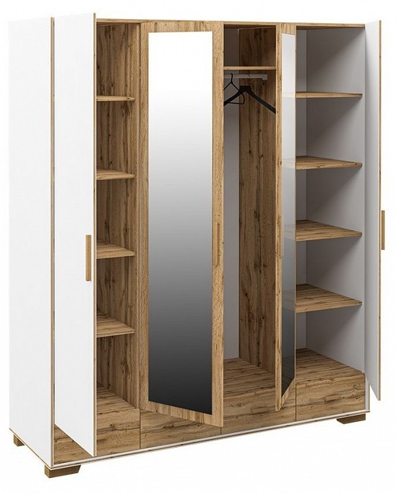 Шкаф платяной Сканди (белый, дуб вотан белый, дуб вотан, зеркальный  1890x610x2200)