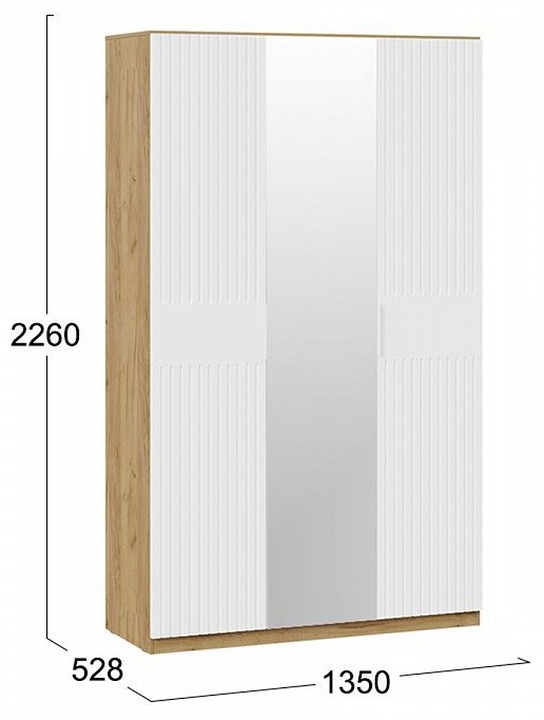 Шкаф платяной Хилтон (дуб крафт золотой белый  1350x532x2260)