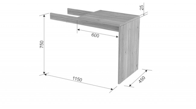 Стол приставной Лайк 36 (дуб мария   1150x450x750)