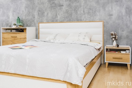 Кровать с ортопедическим основанием (дерево) Айрис 306 Люкс 180х200, дуб