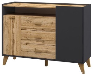 Тумба комбинированная Сканди (графит, дуб вотан графит, дуб вотан  1340x400x940)