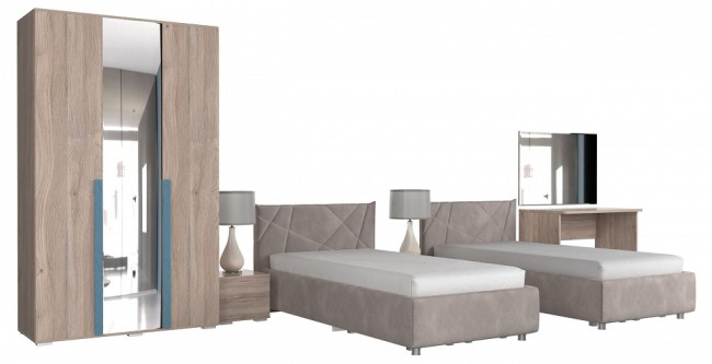 Гарнитур для спальни Лайк КС100 (дуб мария дуб мария, индиго капучино )