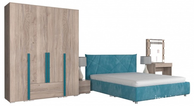 Гарнитур для спальни Лайк КС123 (дуб мария дуб мария, изумруд сосна )