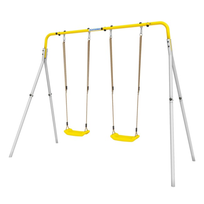 Качели двойные + ПЛАСТИКОВЫЕ качели Romana R.103.28.04 (серый/жёлтый)