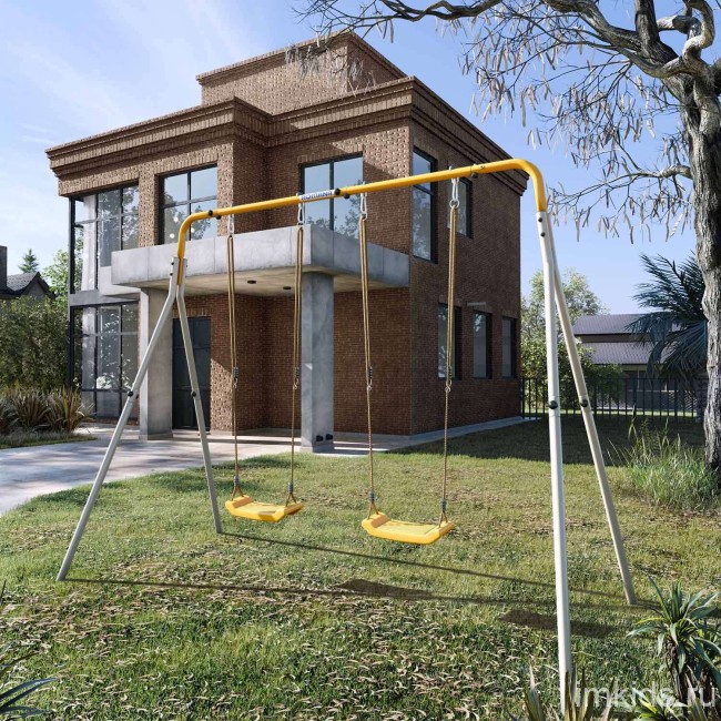 Качели двойные + ПЛАСТИКОВЫЕ качели Romana R.103.28.04 (серый/жёлтый)