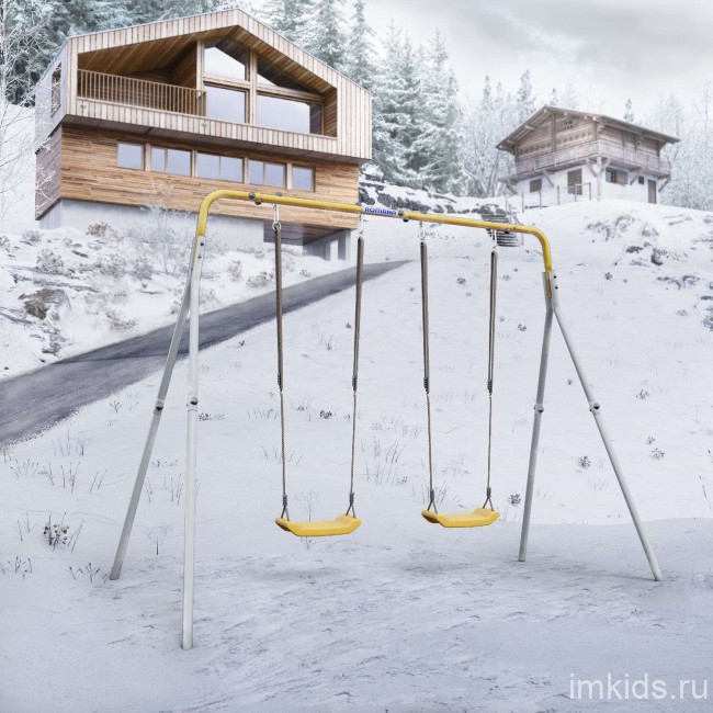 Качели двойные + ПЛАСТИКОВЫЕ качели Romana R.103.28.04 (серый/жёлтый)