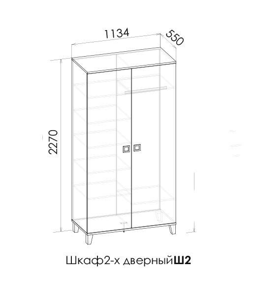 ВЕКТРА Шкаф 2-х дверный Ш2