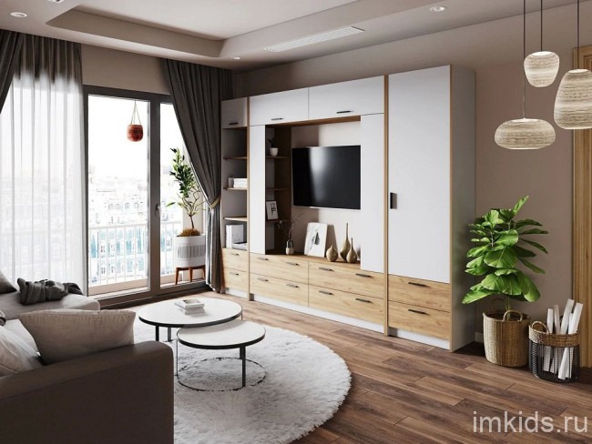 Стенка для гостиной Оттавия НМ 014.65 (белый дуб крафт золотой 1768x400x2204) Стенка для гостиной Оттавия НМ 014.65 (белый дуб крафт золотой 1768x400x2204)