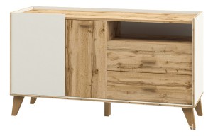Тумба комбинированная Сканди МН-036-01 (белый, дуб вотан белый, дуб вотан  1340x400x740)