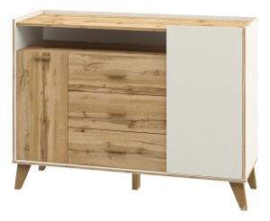 Тумба комбинированная Сканди МН-036-02 (белый, дуб вотан белый, дуб вотан  1340x400x940)
