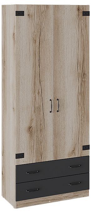 Шкаф платяной Окланд ТД-324.07.22 (дуб делано дуб делано, черный  897x450x2171)