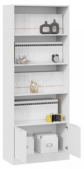 Стеллаж комбинированный Марли (белый белый  840x407x2132)