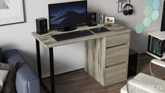 Стол письменный Эконом стандарт С-401 (дуб эвок, черный дуб сонома темный  1200x550x760)