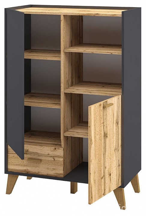 Тумба комбинированная Сканди (графит, дуб вотан графит, дуб вотан  810x400x1320)