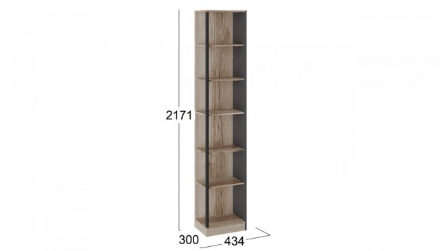 Стеллаж-колонка Окланд ТД-324.07.24 (дуб делано, черный   300x434x2171)