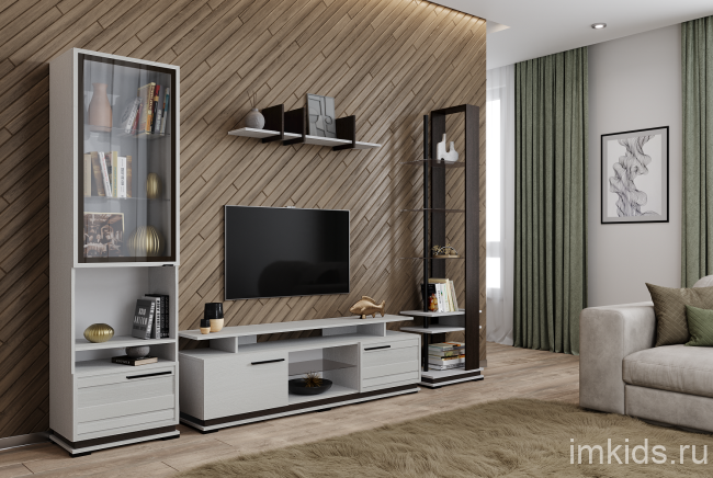 Стеллаж Модена МС-1, ясень анкор светлый/венге