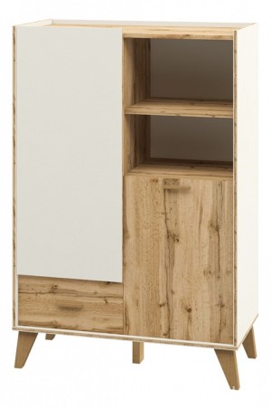 Тумба комбинированная Сканди МН-036-07 (белый, дуб вотан белый, дуб вотан  810x400x1320)