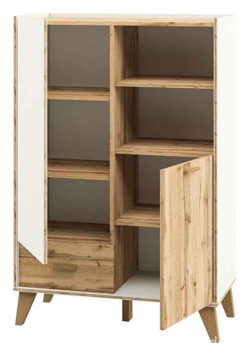 Тумба комбинированная Сканди МН-036-07 (белый, дуб вотан белый, дуб вотан  810x400x1320)