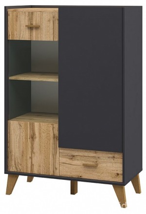 Тумба-витрина Сканди (графит, дуб вотан графит, дуб вотан, неокрашенный  810x400x1320)