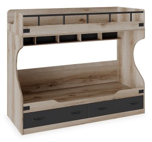 Кровать двухъярусная Окланд ТД-324.11.01 (дуб делано, черный черный  2048x842x1691)