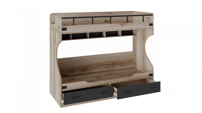 Кровать двухъярусная Окланд ТД-324.11.01 (дуб делано, черный черный  2048x842x1691)