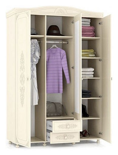 Шкаф платяной Ассоль плюс АС-27 (ваниль ваниль  1528x566x2230)