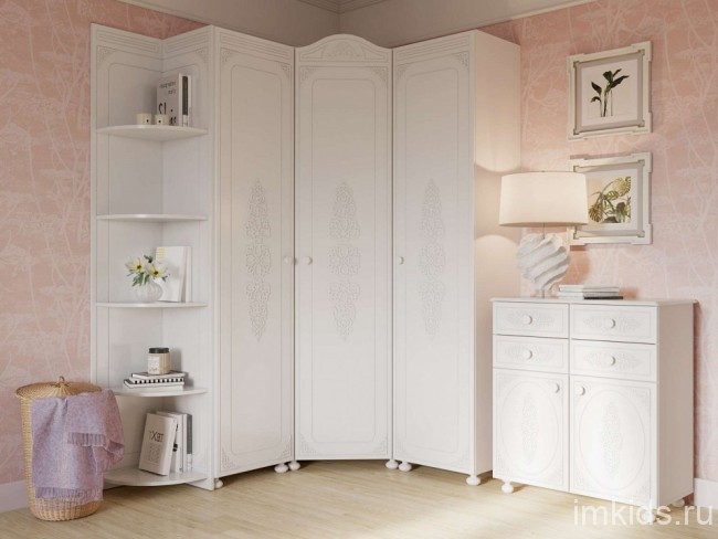 Шкаф платяной Ассоль АС-521К (белое дерево белое дерево  767x767x2160)