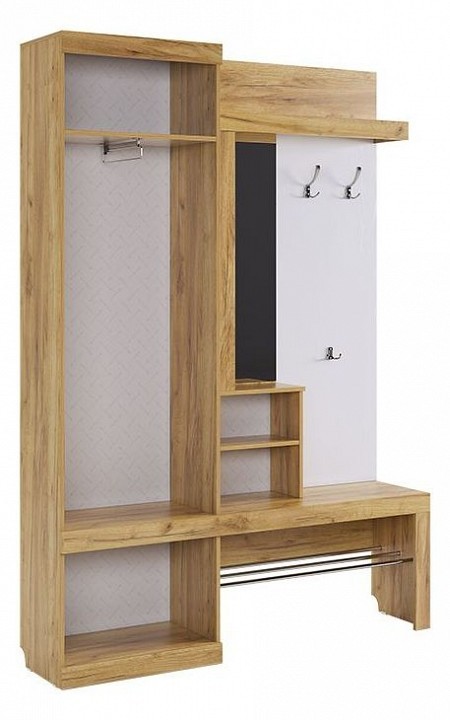 Стенка для прихожей Алекс (дуб крафт золотой белое дерево, дуб крафт золотой, зеркальный 1500x358x2120) Стенка для прихожей Алекс (дуб крафт золотой белое дерево, дуб крафт золотой, зеркальный 1500x358x2120)