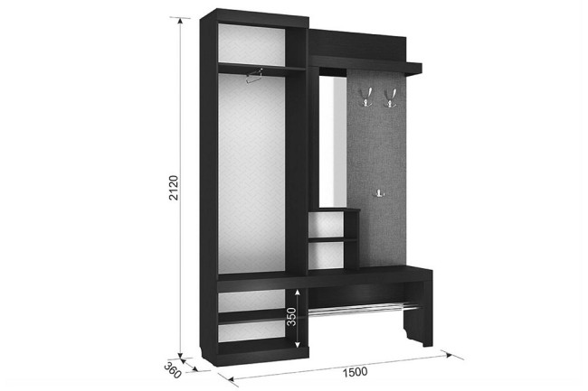 Стенка для прихожей Алекс (дуб крафт золотой белое дерево, дуб крафт золотой, зеркальный 1500x358x2120) Стенка для прихожей Алекс (дуб крафт золотой белое дерево, дуб крафт золотой, зеркальный 1500x358x2120)