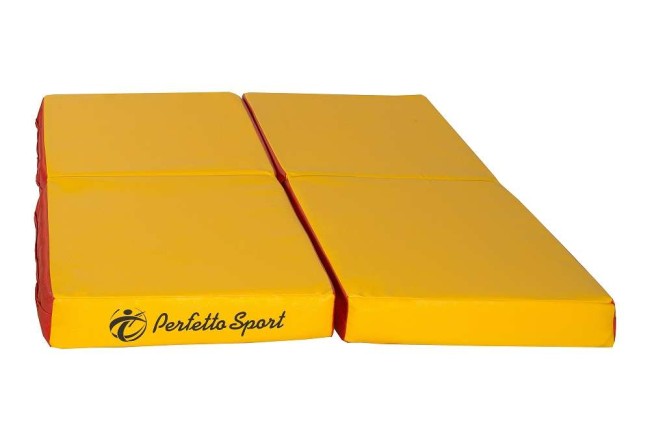 Мат № 11 (100 х 100 х 10) складной 4 сложения "PERFETTO SPORT" красно/жёлтый