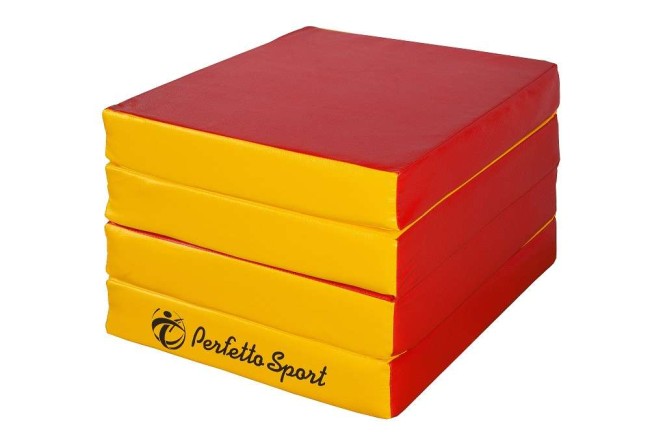 Мат № 11 (100 х 100 х 10) складной 4 сложения "PERFETTO SPORT" красно/жёлтый