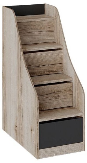 Ступени для кровати Окланд ТД-324.11.12 (дуб делано, черный дуб делано, черный  466x839x1203)